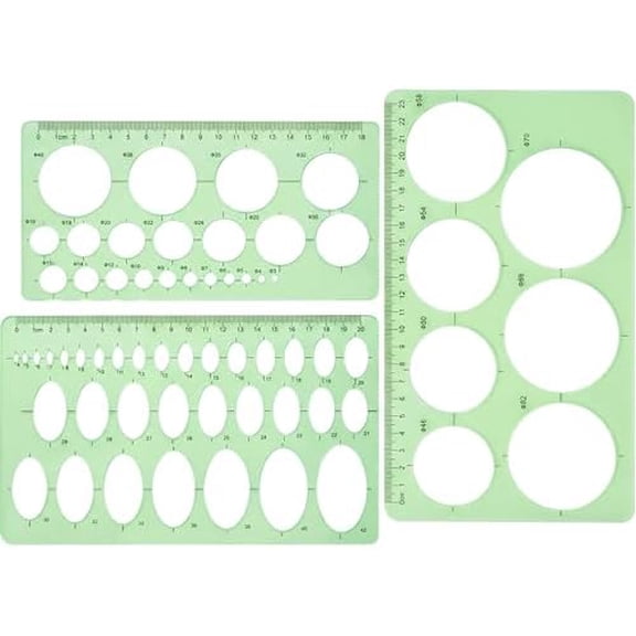 3 Pieces Circle Template for Drawing 3 Sizes Circle Stencil Templates for Drafting Round Plastic Geometric Stencil for Office and School Building Formwork Drawings(Clear Green)$$Office