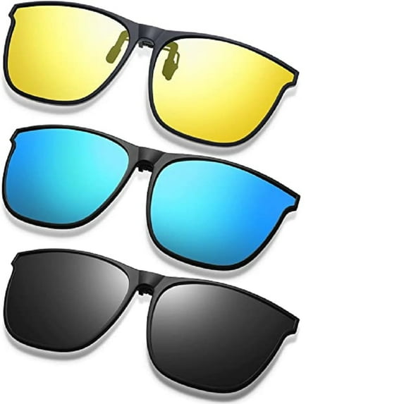 3 Pieces Clip-on Plastic Sunglasses Lenses Flip Up Rectangle Sunglasses Glasses Lens