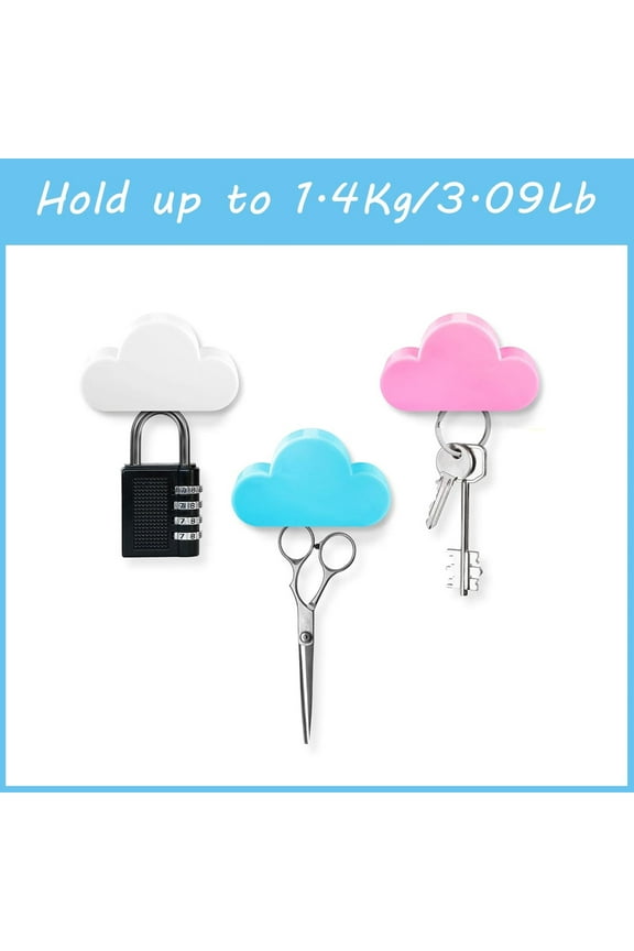 3 Pieces Cloud Magnetic Key Holders for Wall, Strong Magnetic to Securely Hang Multiple Keys and Keychain, Novelty Cute Home Decorations, Easy to Install and Convenient to Use, Multicolor