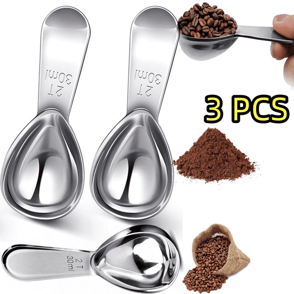 3 Pieces Coffee Scoop Tablespoon Measuring Spoons Stainless Steel Coffee Scoops Short Handle Tablespoon for Tea Sugar Kitchen Gifts(30 ml,Silver)