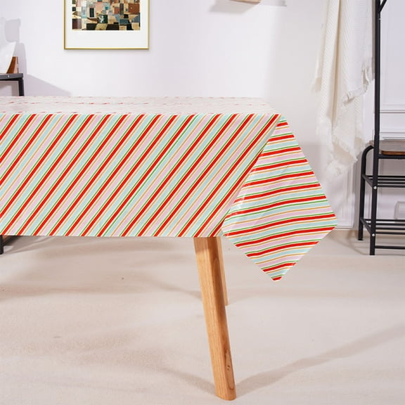 3 Pieces Colorful Diagonal Stripe Waterproof Tablecloth, 54 x 108 inches for Parties, Picnics, Birthdays and more!