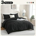 thumbnail image 1 of 3 Pieces Comforter Set, Solid Breathable Quilted Style Bedding Sets, Luxury Fluffy Soft Comforter for All Season (1 Comforter & 2 Pillowcases), Black Queen, 1 of 6