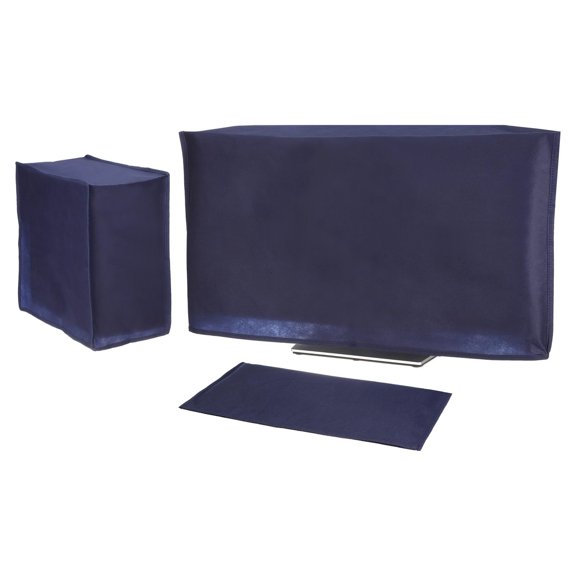 3 Pieces Computer Dust Cover Monitor + Keyboard+ Computer Host Pc Dust Proof Computer Covers Case Computer Dust Cover for Desktop Pc CPU Tower Protector (22'' Monitor Set Blue)
