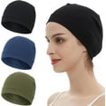thumbnail image 1 of 3 Pieces Cotton Skull Caps Beanie for Men Women Lightweigt night Cap Sleep Hats Breathable Helmet Liner, 1 of 7