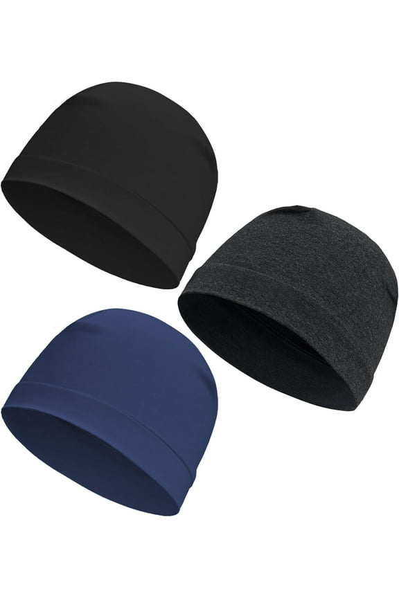3 Pieces Cotton Skull Caps for Men Women Chemo Headwear Lightweight Beanie Sleeping Cap Helmet Liner