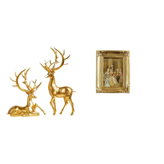 3 Pieces Couple Deer Statues Home Decor Resin Frame Modern Design for Entrance Tabletop Wall Display
