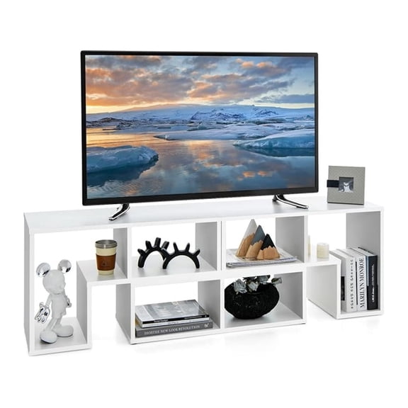 3 Pieces Cube TV Stand, Modern Entertainment Center for up to 65 Inch TV, Minimalist TV Console Table, Free Combination Storage Bookcase Shelf for Living Room or Bedroom (White)