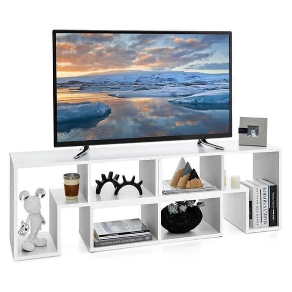 3 Pieces Cube TV Stand, Modern Entertainment Center for up to 65 Inch TV, Minimalist TV Console Table, Free Combination Storage Bookcase Shelf for Living Room or Bedroom (White)