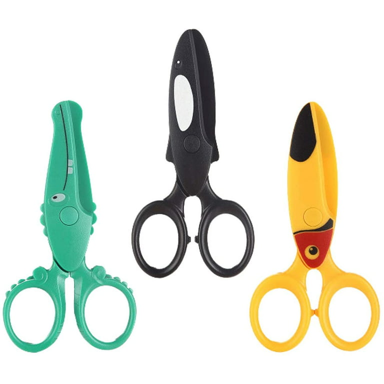 Gejoy 3 Pieces Toddler Safety Scissors in Animal Designs, Kids Preschool  Training Scissors Child Plastic Art Craft Scissors for