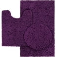 3 Pieces Dark Purple Bathroom Rugs Set, Ultra Soft Non Slip Bath Rug