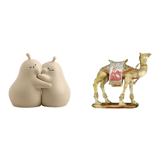 3 Pieces Decorative Bookends Camel Figurine Resin Animal Statue Unique Desk Ornament for Home Office Bookshelf Hallway