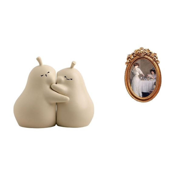 3 Pieces Decorative Bookends Resin Photo Frame Porcelain Material Perfect for Office Home Living Room Display