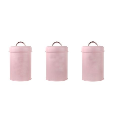3 Pieces Decorative Rustproof Canisters for Teas Coffee and Sugar Sealed Lid Storage Jars Kitchen Decoration