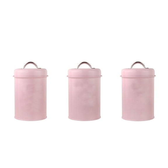 3 Pieces Decorative Rustproof Canisters for Teas Coffee and Sugar Sealed Lid Storage Jars Kitchen Decoration
