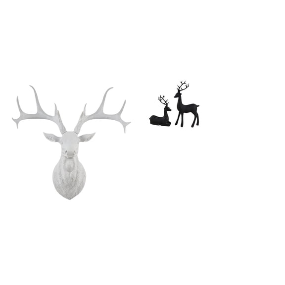 3 Pieces Deer Head Statue Reindeer Figurine Wall Sculpture Resin Material for Home Office Living Room Decor