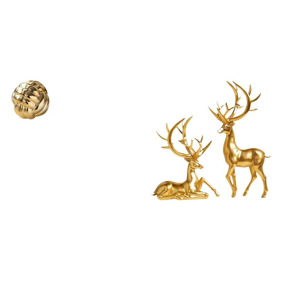 3 Pieces Deer Sculpture Ceramic Figurine Yarn Ball Ornament Modern Resin Material for Home Office Tabletop Display