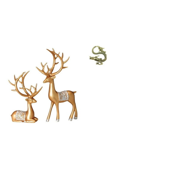 3 Pieces Deer Sculpture Statue Brass Miniature Tabletop Ornament for Home Office Bedroom Decor Collectors