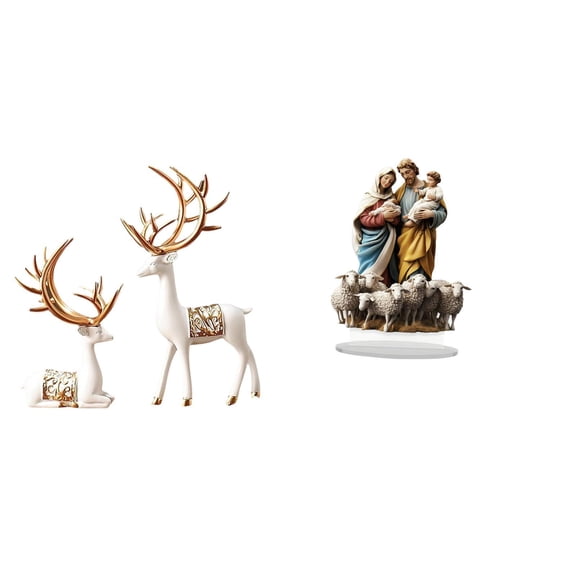 3 Pieces Deer Sculpture Statue Tabletop Ornament Acrylic Material Ideal for Living Room Office Decor