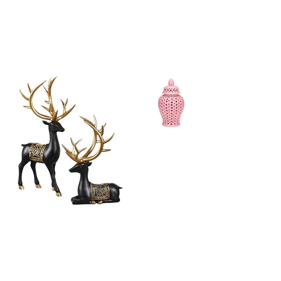 3 Pieces Deer Statue Sculpture Ceramic Porcelain Storage Jar Floral Arrangement Ornament Resin for Office Wedding Table