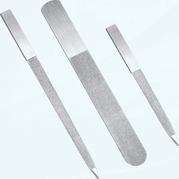 3 Pieces Diamond Nail File Set Stainless Steel Double Side Nail File Metal Sapphire Buffer File Manicure Files Natural Nail Emery Boards for Salon Home and Travel Women Men (Silver)