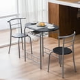 thumbnail image 1 of 3 Pieces Dining Set, Bistro Table Set with Metal Frame and Shelf Storage, Contemporary Bar Table Set, Couple Wooden Table and 2 Chairs Set for Cafe/Breakfast Nook/Kitchen, Space Saving, JA1551, 1 of 9