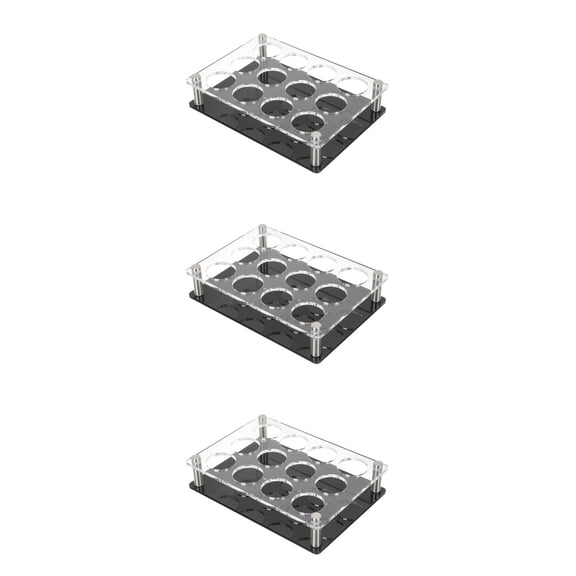 ROMANSENTIAL Black Acrylic Shot Glass Holder Organizer Set of 3 for Home Bar, Party, and Kitchen Use