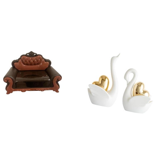 3 Pieces Dollhouse Sofa Swan Figurines Ceramic Material Ideal for Home Office Tabletop Decor