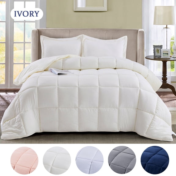 3 Pieces Down Alternative Comforter Set with 2 Pillow Shams, All Season Medium Warmth Duvet Insert, Box Stitched, Machine Washable