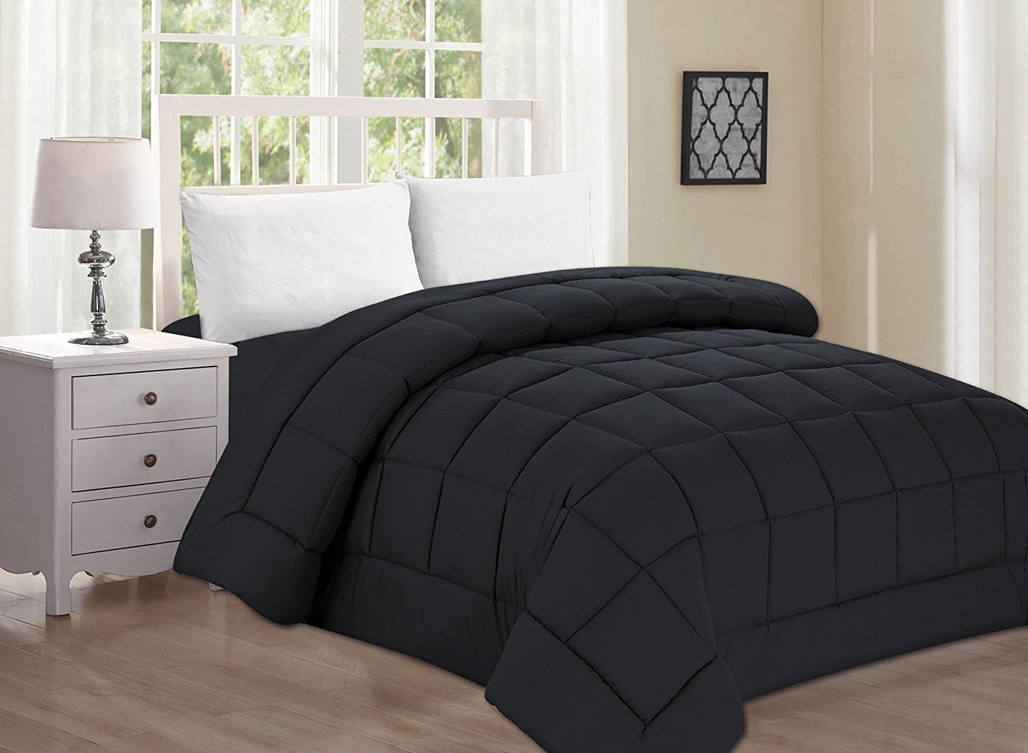 3 Pieces Down Alternative Double Filled Comforter Twin/Twin XL , Black