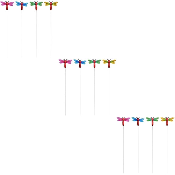 3 Pieces Dragonflies Lawn Iron Garden Insert Patio Decoration Decorative Stakes