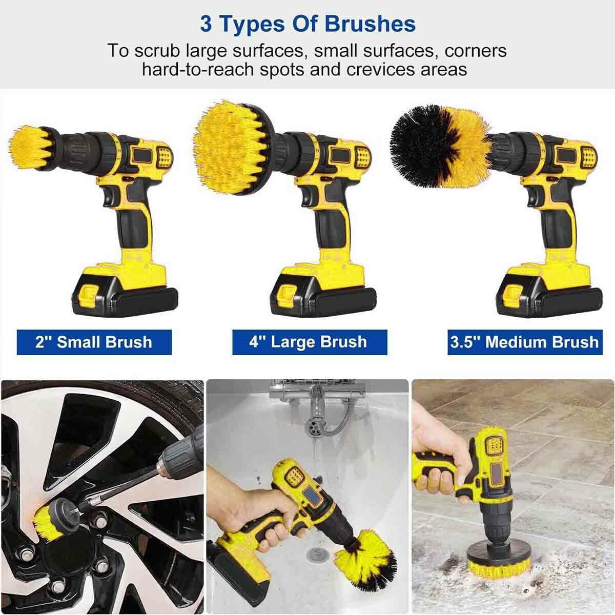 3 Pieces Drill Brush Attachments, Scrubber Brush for Drill, Power