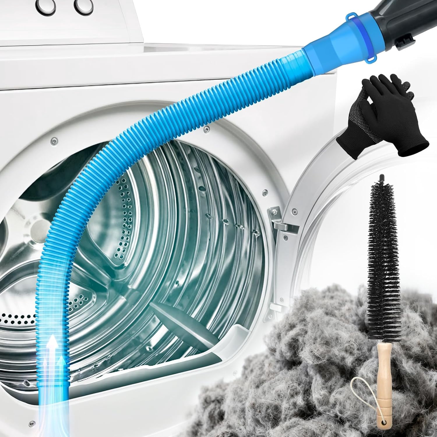 3 Pieces Dryer Vent Cleaner Kit - Dryer Lint Screens Cleaner Brush Part,Dryer Vent Trap Vacuum Brush,Vacuum Hose Attachment,Compatible with Most Vacuum Cleaner,Quickly Lint Removers