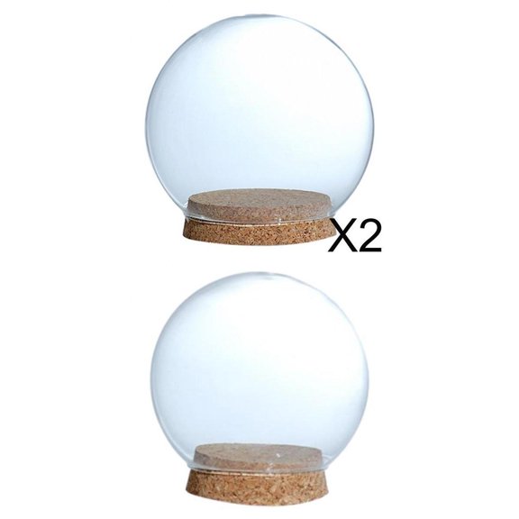 3 Pieces Dustproof Ball Shaped Domes Bell Jar Terrarium Case with DIY Flowers Micro ndscape Decor