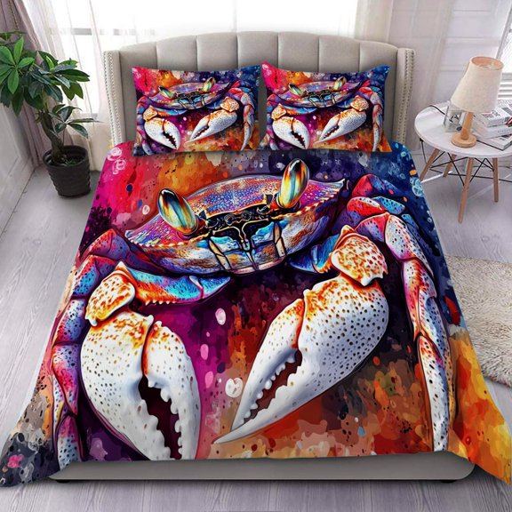 3 Pieces Duvet Cover Set-Abstract 3D Fiddler Crab- 3D Print Bedding 1 Duvet Cover 2 Pillowcases Natural Animals Comforter Set Soft Breathable for Boys Girls Children Duvet Set 6B53ANI7
