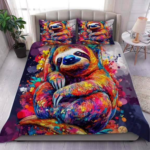 3 Pieces Duvet Cover Set-Abstract 3D Sloth- 3D Print Bedding 1 Duvet Cover 2 Pillowcases Natural Animals Comforter Set Soft Breathable for Boys Girls Children Duvet Set 1B54ANI7