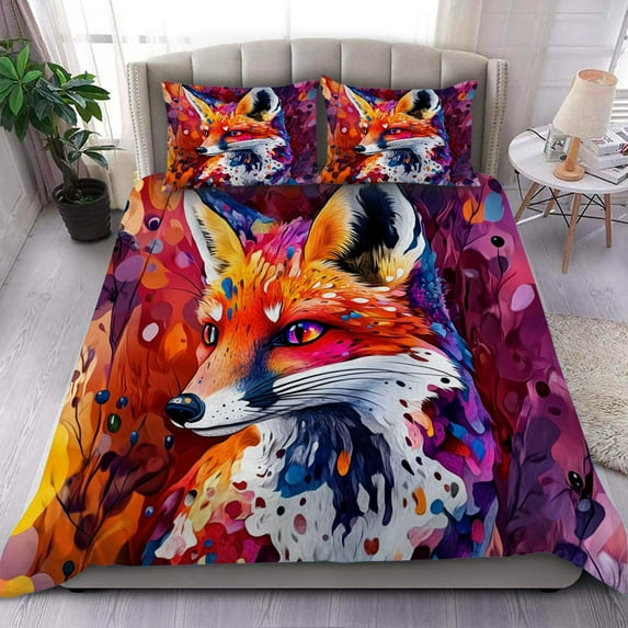 3 Pieces Duvet Cover Set-Abstract 3D Swift Fox- 3D Print Bedding 1 Duvet Cover 2 Pillowcases Natural Animals Comforter Set Soft Breathable for Boys Girls Children Duvet Set 4B54ANI5