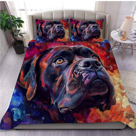 3 Pieces Duvet Cover Set Mastiff Christmas Dog 3D Print Bedding 1 Duvet Cover 2 Pillowcases Natural Animals Comforter Sets Soft Breathable for Boys Girls Children hYlKo4