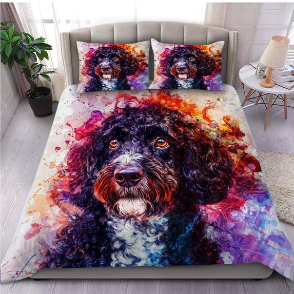 3 Pieces Duvet Cover Set Spanish Water Dog 3D Print Bedding 1 Duvet Cover 2 Pillowcases Natural Animals Comforter Sets Soft Breathable for Boys Girls Children 0Qy6VK