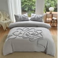 thumbnail image 1 of 3 Pieces Duvet Covers Set, Boho Tufted Comforter Sets with Zipper Closur, Soft Breathable Floral Bedding Set for All Seasons(Gray，Queen  90"x90"), 1 of 5