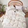 thumbnail image 1 of 3 Pieces Duvet Covers Set, Boho Tufted Comforter Sets with Zipper Closur, Soft Breathable Floral Bedding Set for All Seasons(White,King, 104"x90"), 1 of 8