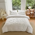 thumbnail image 1 of 3 Pieces Duvet Covers Set, Boho Tufted Comforter Sets with Zipper Closur, Soft Breathable Floral Bedding Set for All Seasons(White,King, 104"x90"), 1 of 6