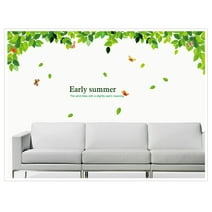 3 Pieces Early Summer Green Leaves Wall Decals Vinyl Wall Stickers Removable Wall Murals Peel and Stick Wall Decor for Bedroom Living Room Nursery