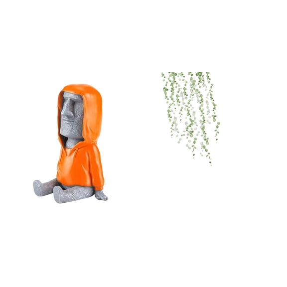 3 Pieces Easter Island Statue Moai Head Sculpture Resin Material for Bedroom Bookshelf Living Room Wall