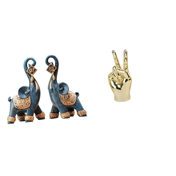 3 Pieces Elephant Figurine Hand Gesture Statue Sculpture Unique Resin Material Home Office Decor Gift Collection