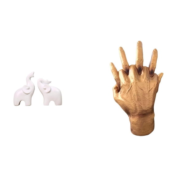 3 Pieces Elephant Sculpture Hand Figurine Resin Material Romantic Couple Decor for Living Room Bedroom Office