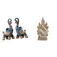 thumbnail image 1 of 3 Pieces Elephant Statues Holy Family Figurine Animal Ornament Durable Resin for Home Office Desktop Shelf Decoration, 1 of 8
