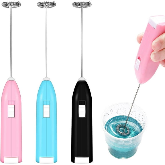 3 Pieces Epoxy Resin Stirrer Handheld Battery Operated Epoxy Mixing Stick Electric Tumbler Mixer Blender with Stainless Steel for Crafts Tumbler, Making DIY Glitter Cups(Pink, Blue, Black)