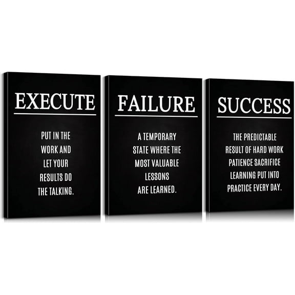 3 Pieces Execute Failure Success Poster Inspirational Posters Motivational Wall Decor Inspirational Quotes Wall Art Motivational Office Decor Entrepreneur Wall Art for Office Decor (12''''Wx16''''Hx3)