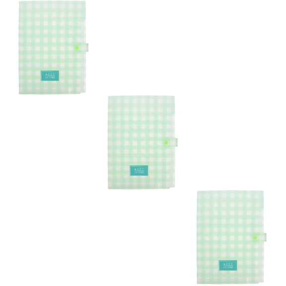 3 Pieces Expanding File Folder Handle Foldable Student Green