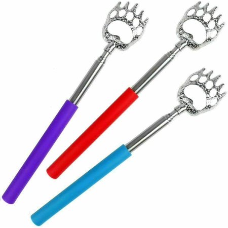 3-Pieces Extendable Claws Back Scratchers, Bear Paw with Five Pronged, Metal Massage Stick, Portable, Innovative Gifts for Adult, Man and Woman